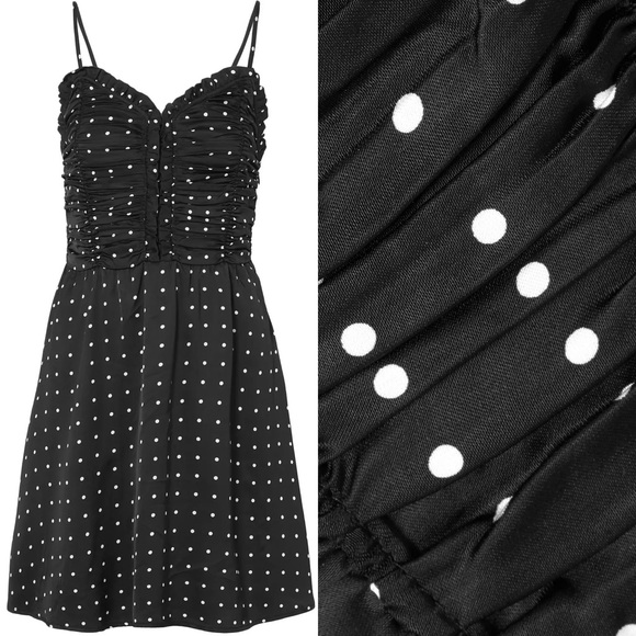 Maje Renota Polka-Dot Ruched Satin Mini Dress - Picture 3 of 10